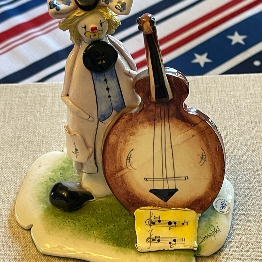 Musical Clown Figurine with Guitar - Handcrafted Art Piece